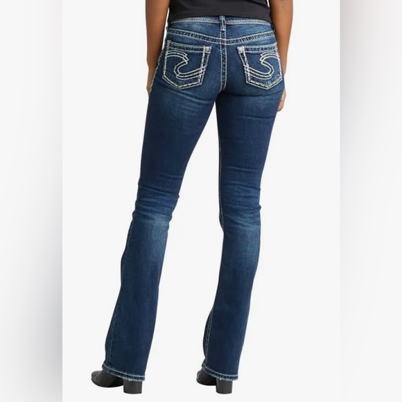 SILVER Jeans Suki Bootcut Jeans Denim Dark Wash Thick White Stitch Mid Rise - Picture 14 of 14